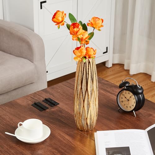 maozyiltle Jarrón de cerámica Dorada de 12 Pulgadas de Alto, jarrones de Flores de decoración de Boda, jarrón de...