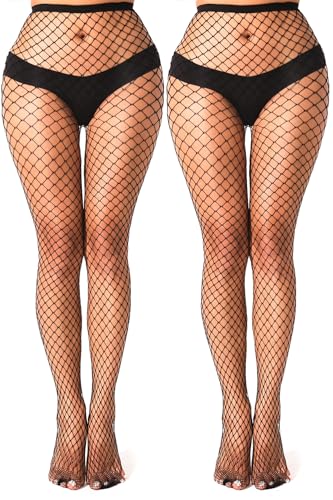 Image of VOAKOW Fishnet Stockings Womens High Waist Fishnet Tights Mesh Stockings For Women