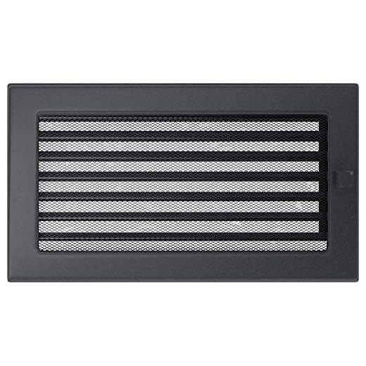 Rejilla de ventilación kratki Rejilla de Chimenea 17cm x 30cm Grafito con persianas