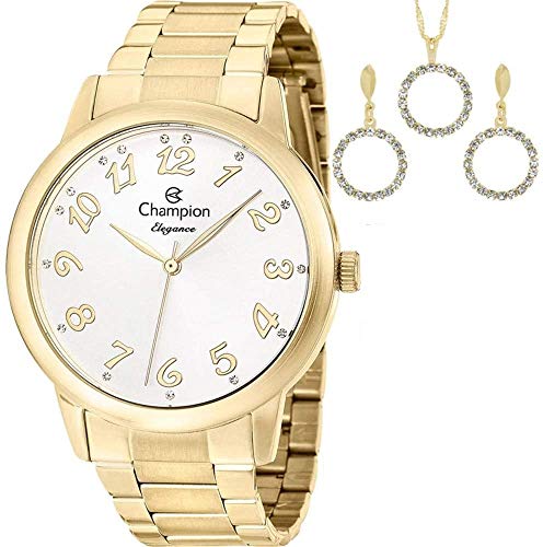 Kit relógio champion feminino com colar