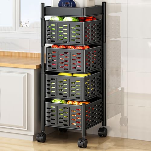 Carritos Auxiliares con Ruedas for Cocina, Carro Multiuso, Uso de Metal, Carrito de Estanterías for Salón de Oficina, Cosméticos Multiusos, Carrito for Cocina, Baño, Oficina ( Color : Black , Size : 4