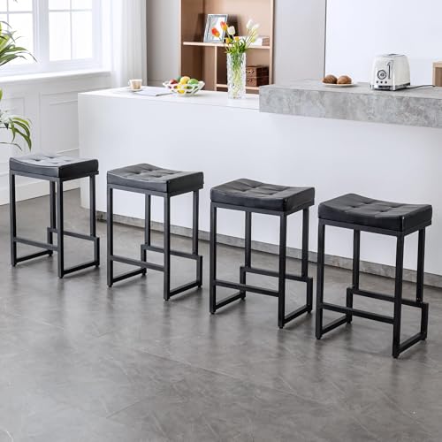 Image of FIRAVOE 24 inch Counter Height Bar Stools Set of 4, Backless Saddle barstools