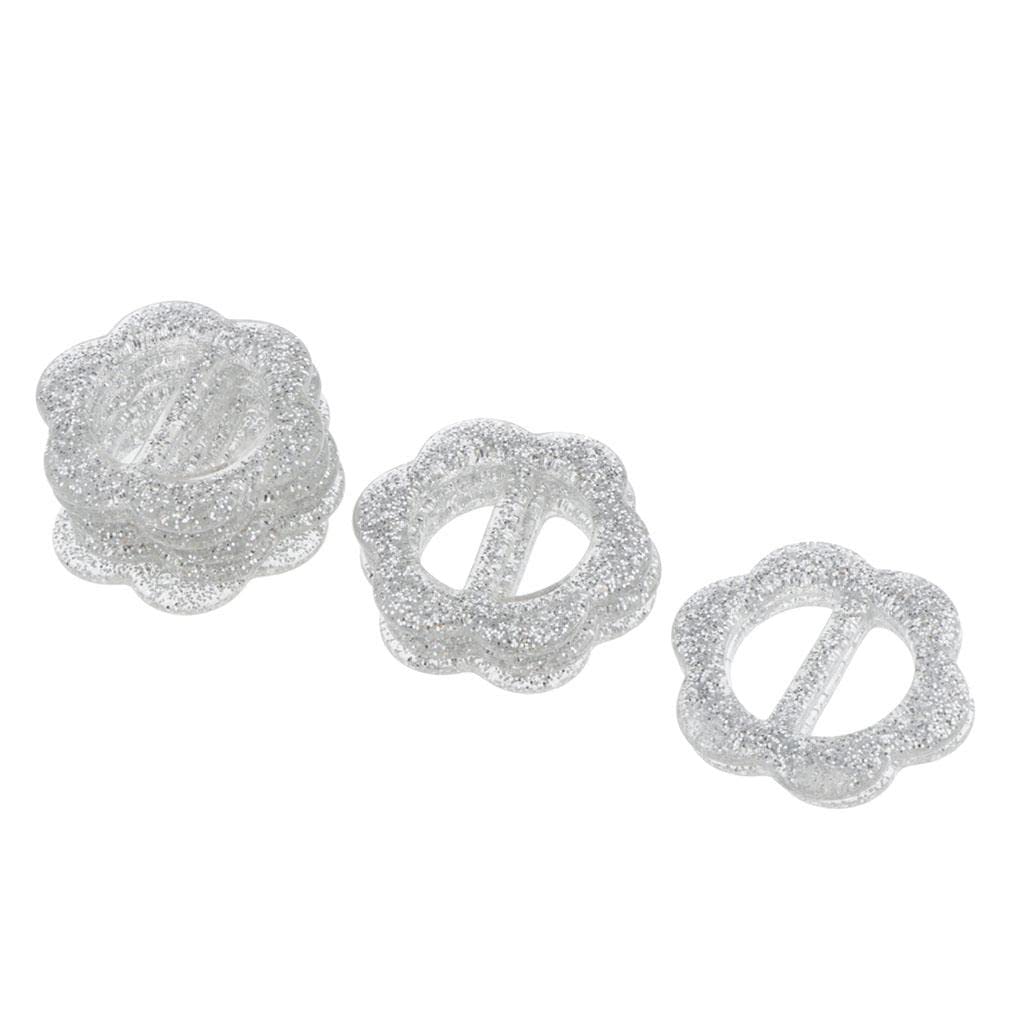 Aswadh 10Pcs Glitter Waist Buckles Silder Buckles for Garment Ribbon Belt Scarf