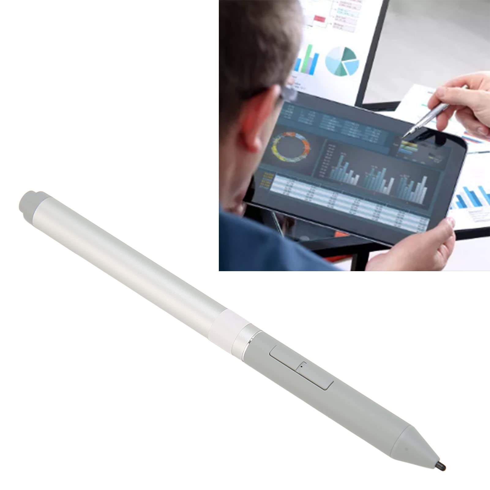 CCYLEZ Penna Stilo 4096 Penna Attiva Argento con sensibilità Alla Pressione per Disegnare e Scrivere su EliteBook e ZBook, Alluminio Leggero
