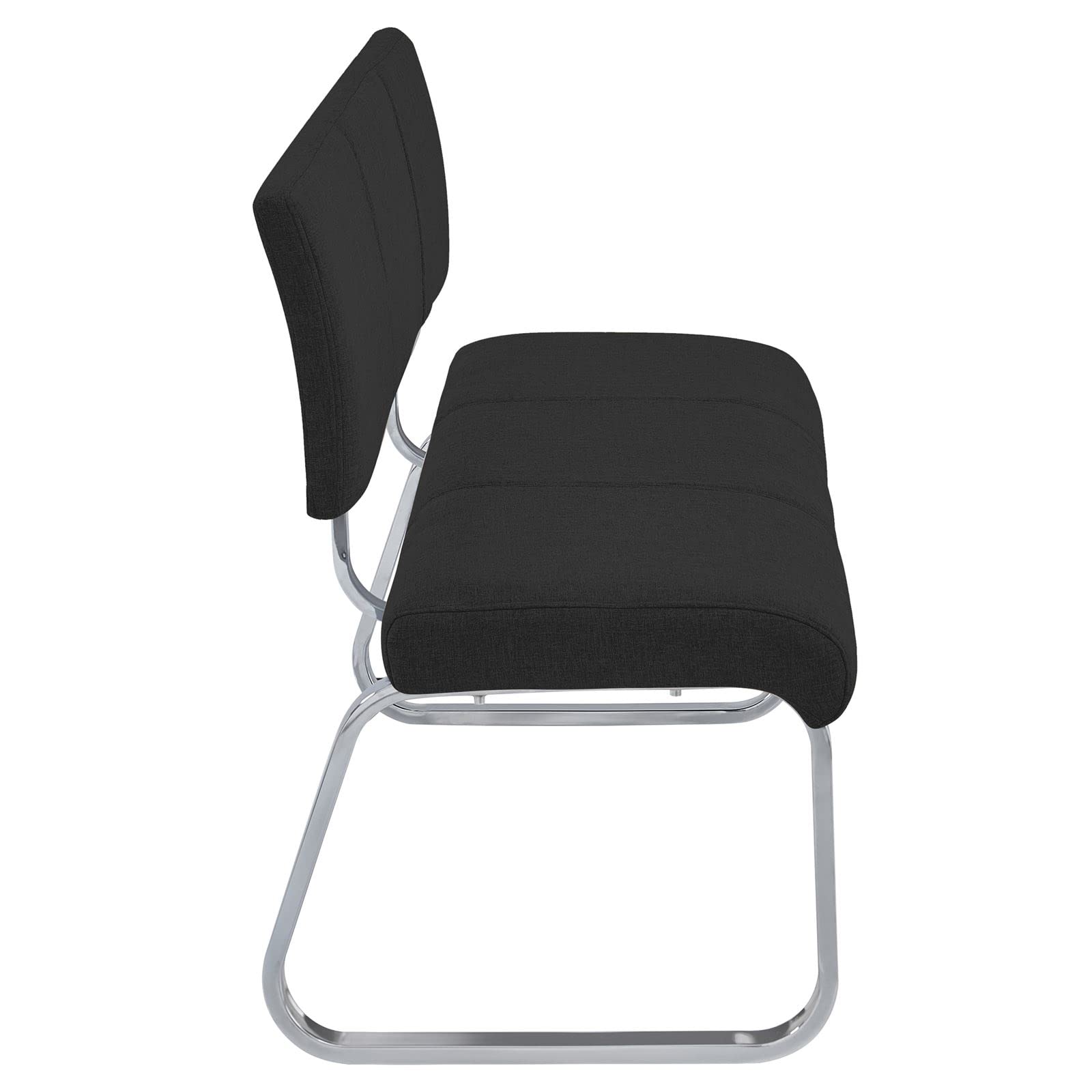 IDIMEX Banc sallle à Manger Vilas L 135 cm, siège avec 3 Places, Banquette au piètement chromé et Dossier au revêtement en Tissu Noir