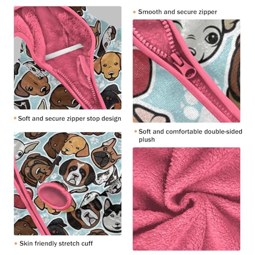 OTVEE Dog Breeds Heart Kids Hoodie Jacket Fall Spring Full Zip Warm Outwear Coat3