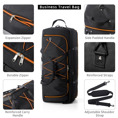 Vomgomfom Expandable from 110L to 140L 31.5" Rolling Duffle Bag with 2 Wheels,Foldable Travel Duffel Bag with Large Convertible Compartment Pocket4