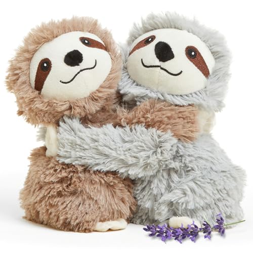 Image of warmies Hugs Duo, Microwavable & Weighted Stuffed Animals, Sloth - Heated Stuffed Animal Plushie for Warmth & Comfort - Cute Soft Plush Toys for Adults & Children (Boys, Girls, Babies & Toddlers)