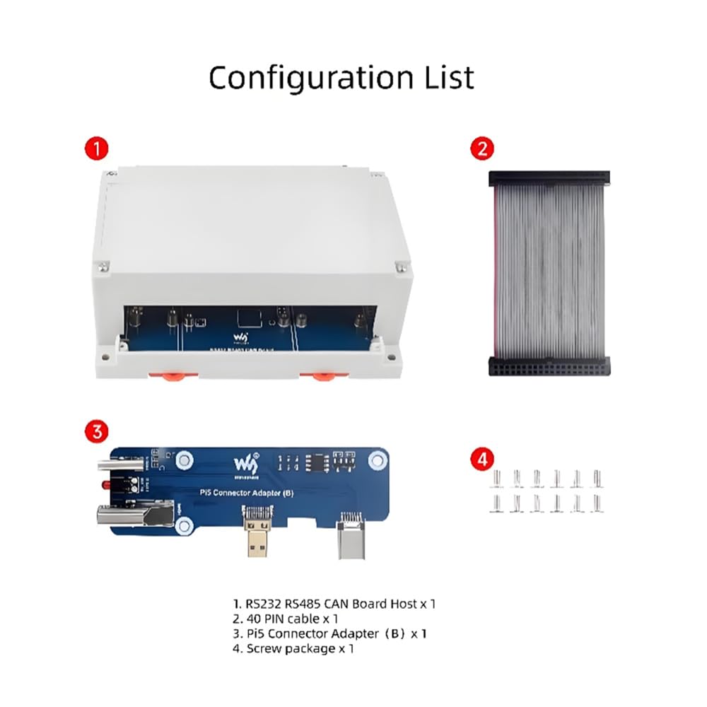 Scheda di interfaccia industriale Raspberry Pi, Isolata RS232/485 CANFD Scheda di Espansione, Montabile a parete/Rail-montabile