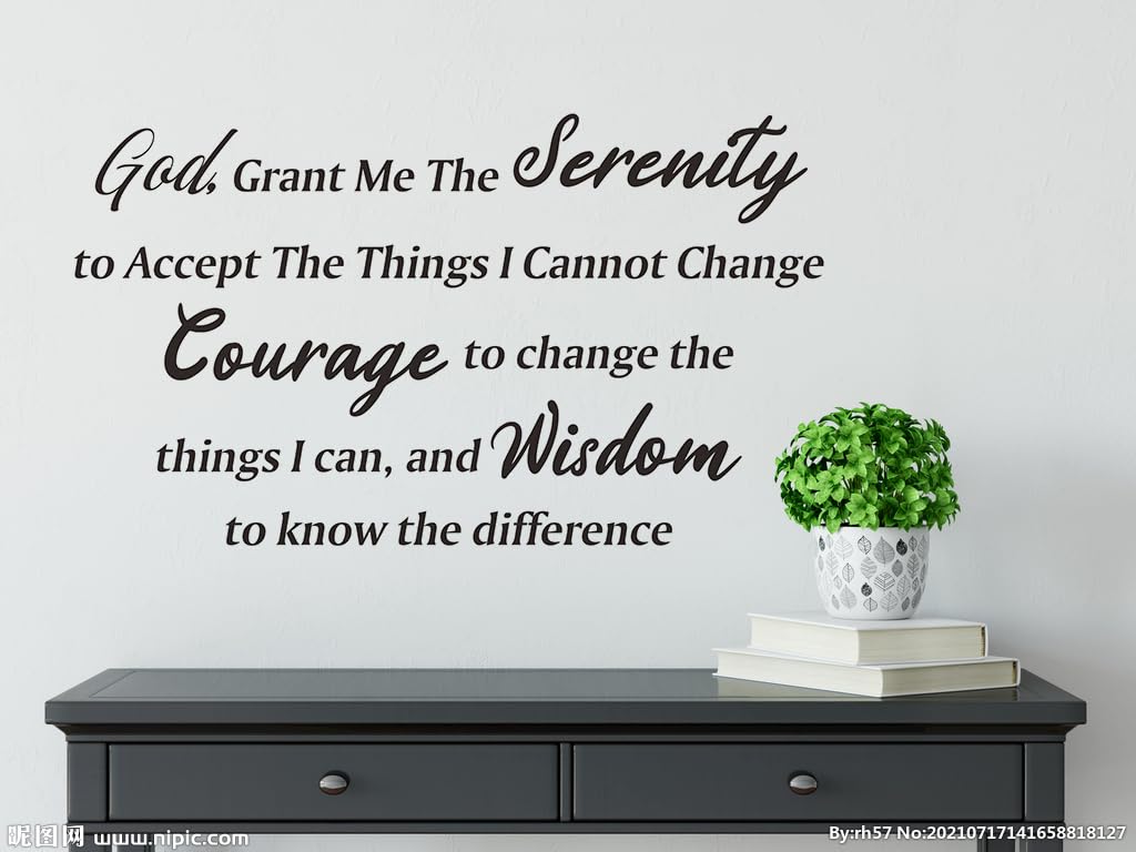 Calcomanía de pared con versículo bíblico de God Grant Me The Serenity, con frases inspiradoras de las Escrituras religiosas cristianas, de vinilo, para sala de estar, oficina en casa