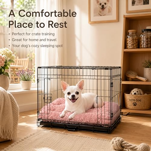 Image of Dog Crate Pad for Crate /Floor /Car for Extra Small Dogs Washable | Small Dogs Crate Pad with Non Slip Bottom,Soft Dog Crate Pad for Toy Poodle Yorkshire Chihuahua,18 inchx12 inch Pink
