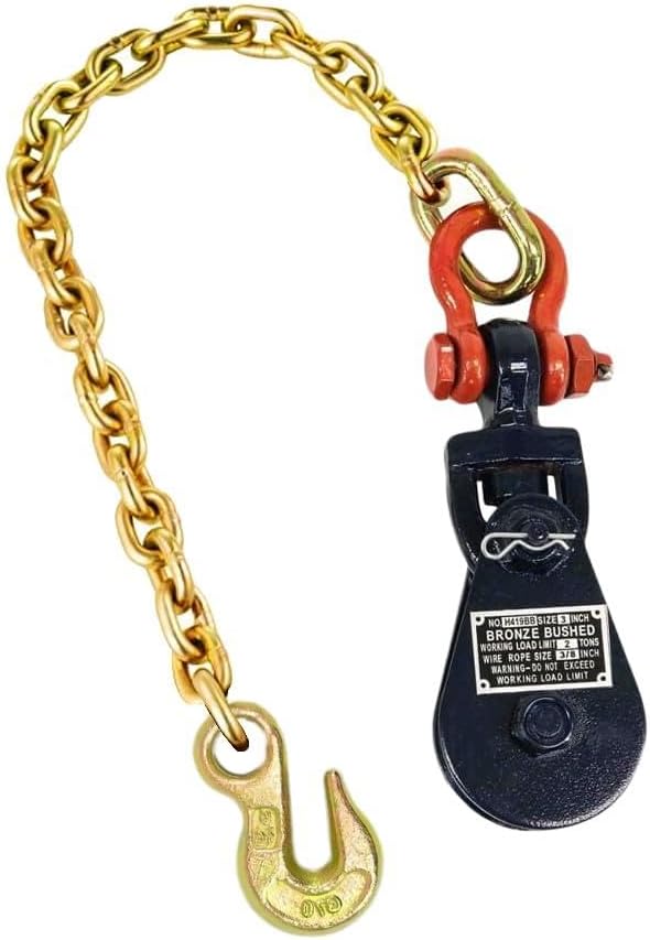Mytee Products Snatch Block with Shackle and Chain Anchor 3" Sheave SB-ShackleCA-C