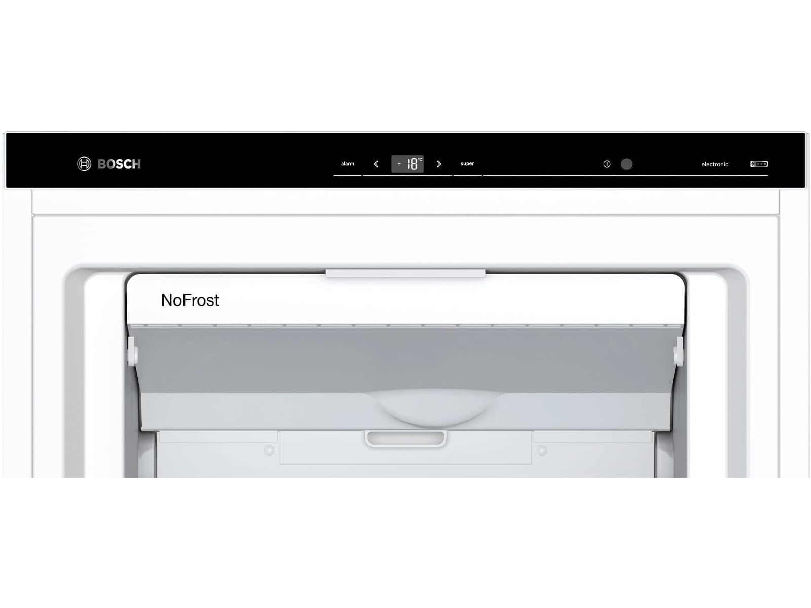 Bosch GSN54UWDP, Serie 6, Gefrierschrank, 176 x 70 cm, 328 L, noFrost, Big Box-Schublade für Gefriergut, flexibler Gefrierraum mit Vario Zone, Konstante Temperatur mit FreshSense, TouchControl, Weiß