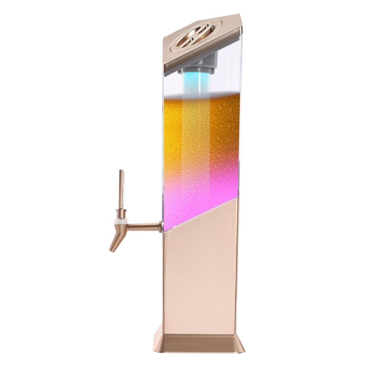 Distributeur de Boissons Beer Tower avec Robinet et Tube à Glace (Or Rose)