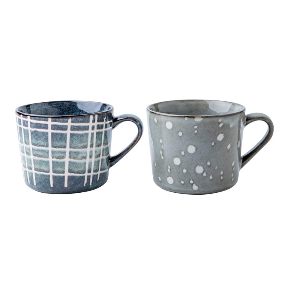 L-entcy 15.3OZ Coffee Cup With C Ear Coffee Mug Ceramic Mug With White Dots Creative Couple Mugs 2pcs Home Ceramic Cup To Cup Set Best Gift Coffee Cup Open Cup 450ML A New Set Of Parent Gifts