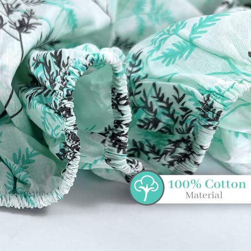 Image of Divine Casa 144 TC 100% Cotton Floral Print Elastic Fitted Bedsheets Double Bed | Ultrasoft Queen Size Elastic Fitted Bedsheets - 78 x 72 inches