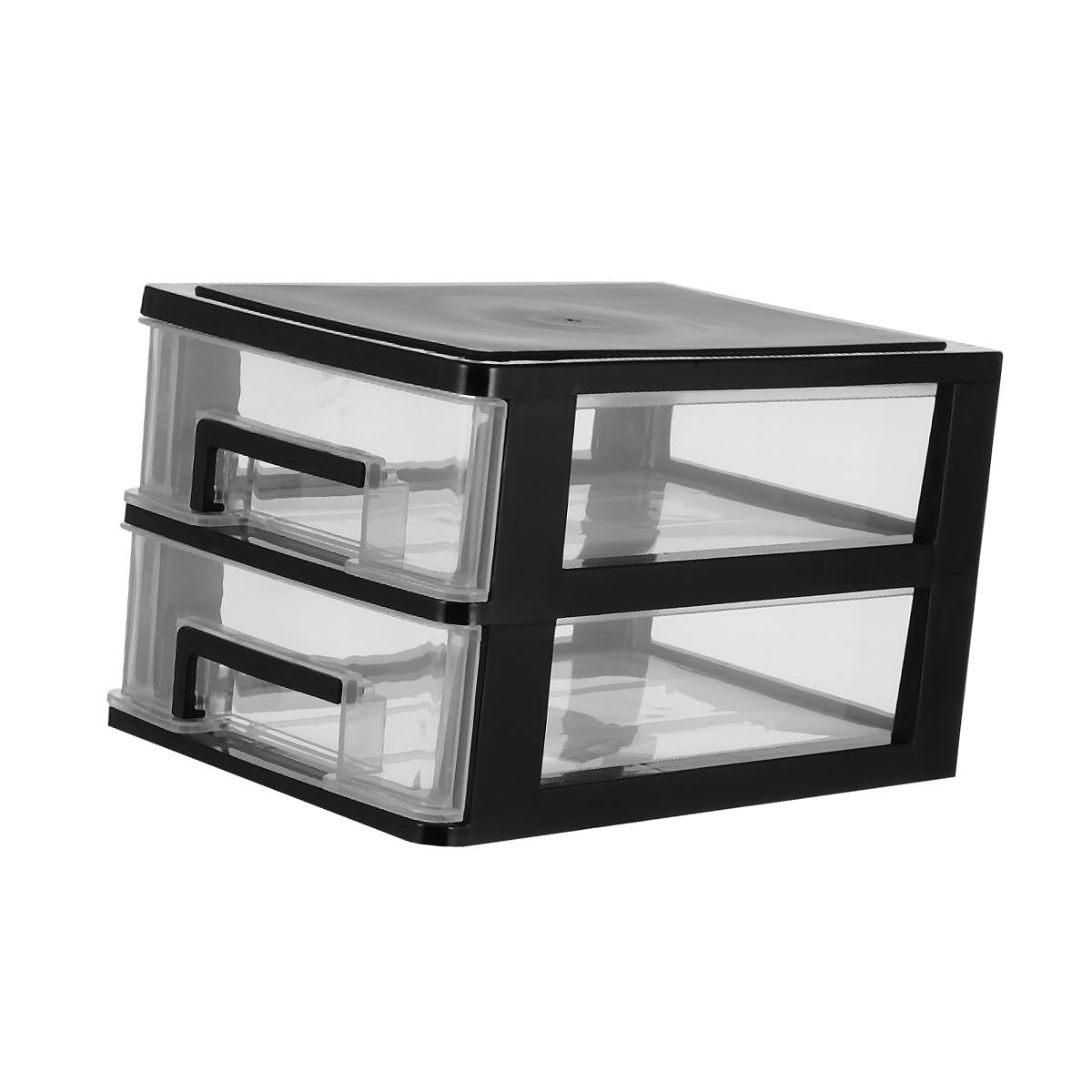 Boîte de rangement plastique à tiroirs 2 niveaux pour armoire multifonction