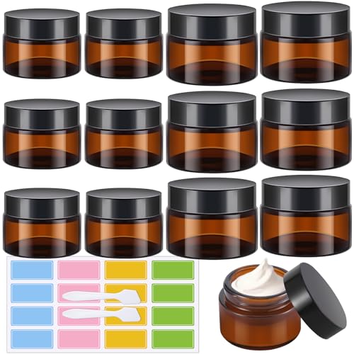 ANLIOTO 12 tarros de cristal de 20/30 ml con tapa, tarros de crema para crema para ungüentos, frascos de crema, frascos de crema para rellenar loción, crema, cosméticos