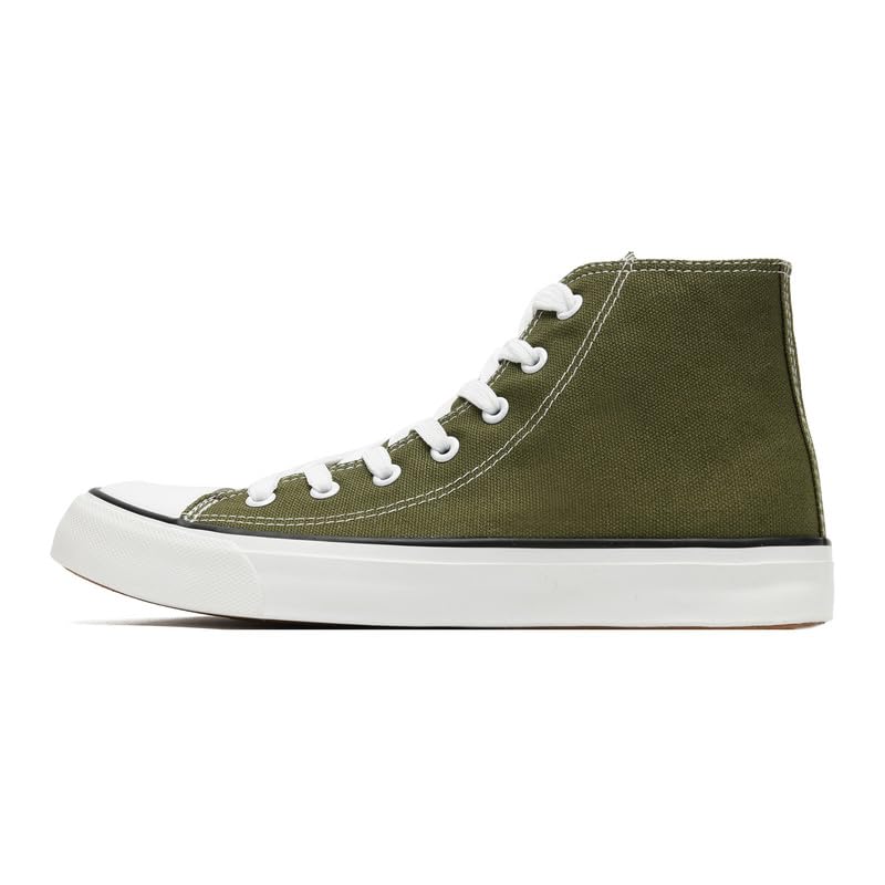Zapatillas de lona para mujer, de caña alta, clásicas, con cordones, zapatos deportivos casuales para caminar, Verde militar, 42.5 EU
