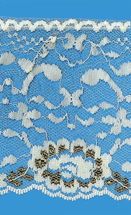 Natural/Gold 3 INCH Ruffled Raschel LACE 15 Yards