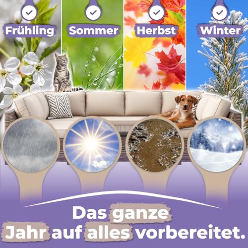 Textil Imprägnierspray Sofa & Polster-Möbel, Qindoo Fleckenschutz für Stoffe, Sitzkissen, Cord, Mikrofaser, Autositze, Geruchsneutral, wasser- & schmutzabweisend, PFC frei, Made in Germany 1,5 L