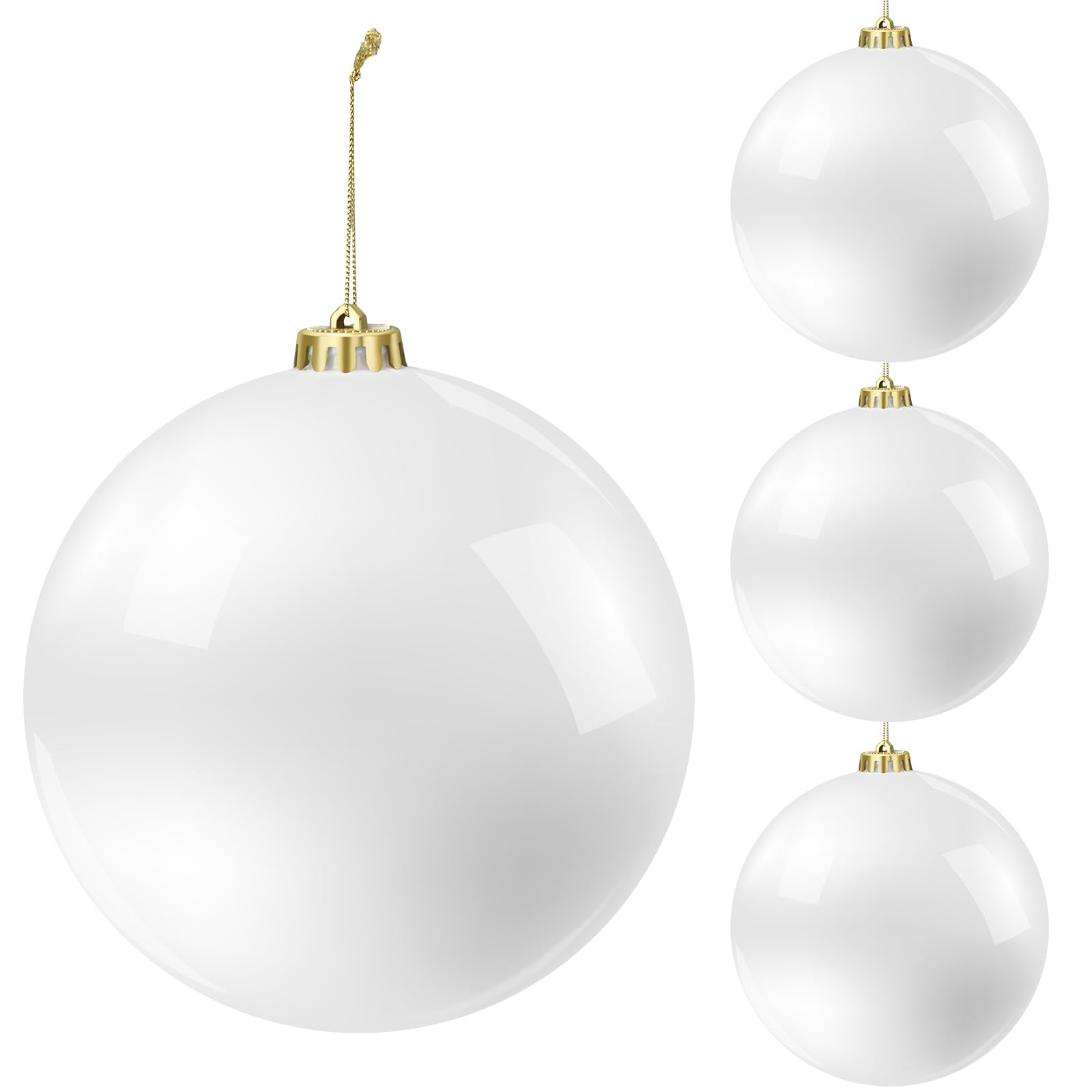 Hiboom 4 Pcs Christmas Ball Ornaments Plastic 5.9''/ 150 mm Christmas Tree Decoration Balls Large Xmas Decorative Hanging Ornament for Home Outdoor Outside Holiday Lawn Yard Party Supplies(White)