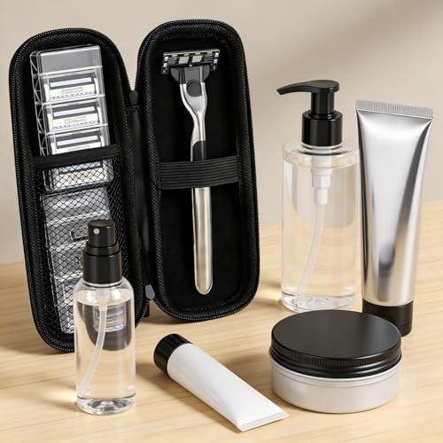 LINMEI Hard EVA Razor Travel Case Compatible with Gillette Men's Razor, Portable Shaver Storage Holder with Mesh Pocket Lightweight Carry Handle Shockproof Waterproof Shaver Organizer, Only Case Black