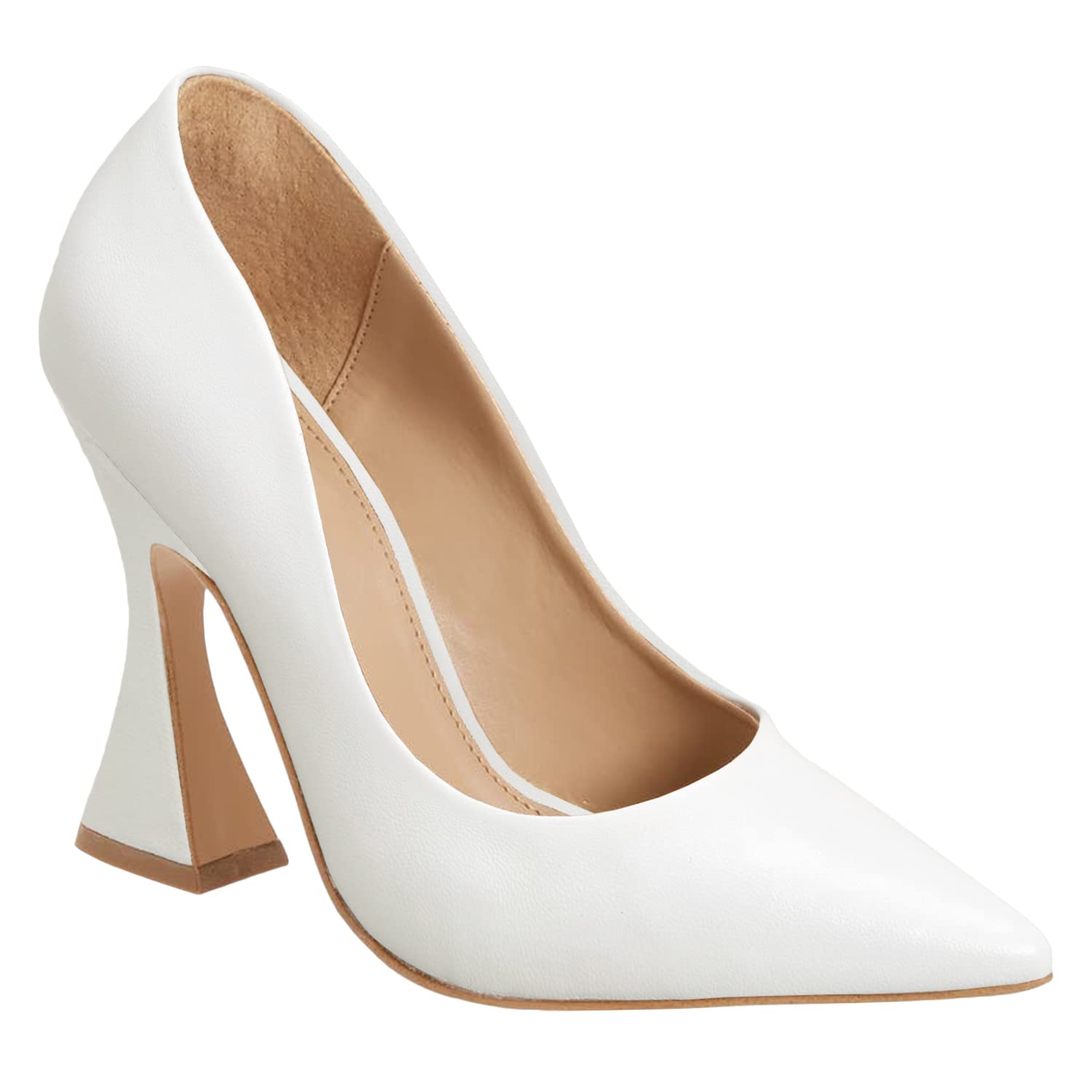 Women's Pointed Toe High Heel Pumps Closed Toe Flared Heel Slip-On Party Wedding Office Dress Shoes