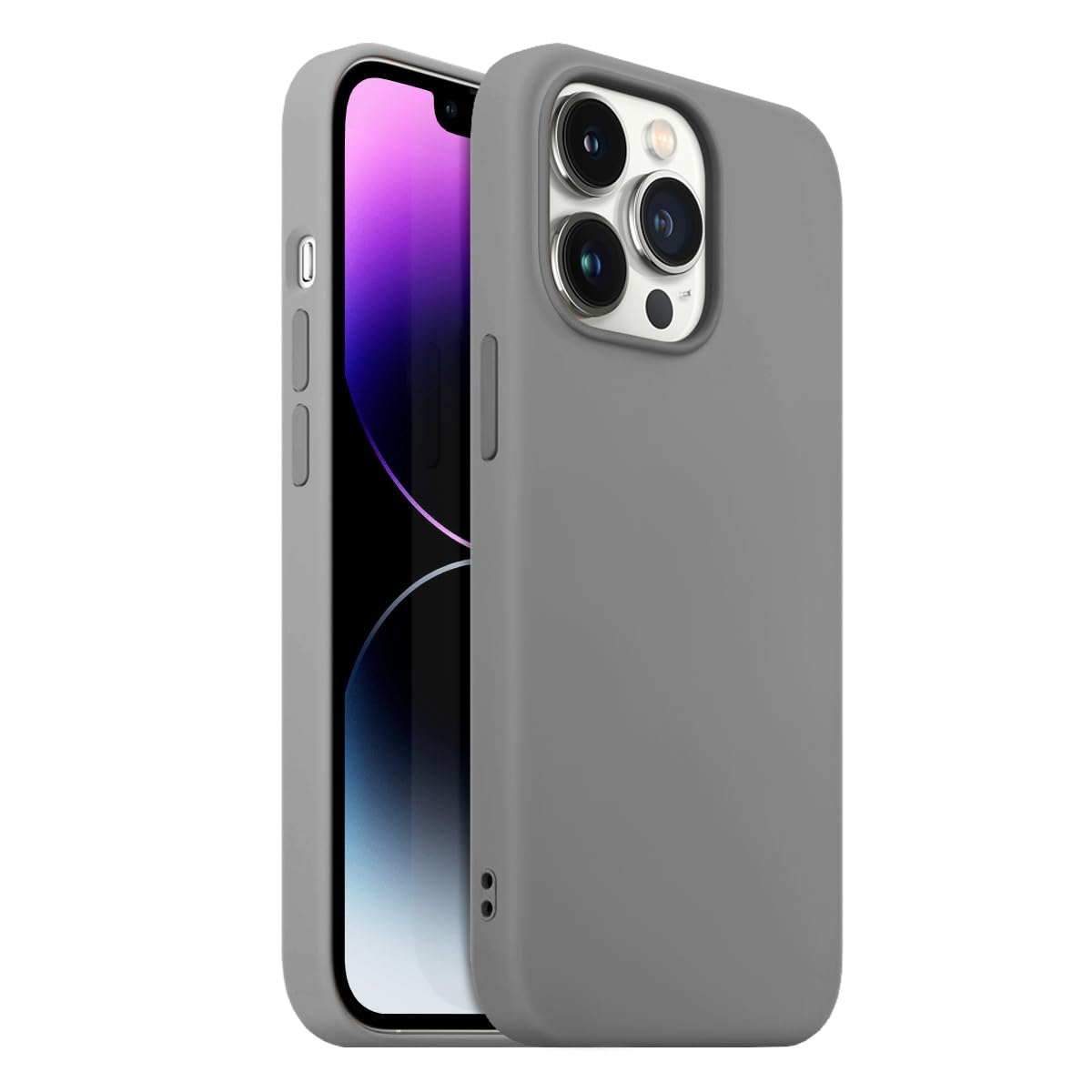 Buff iPhone 14 Pro Max Rubber S Silikon Kılıf, İpeksi Dokunuş Hisli, Tam Koruyuculu Darbe Önleyici Kapak (Gri)