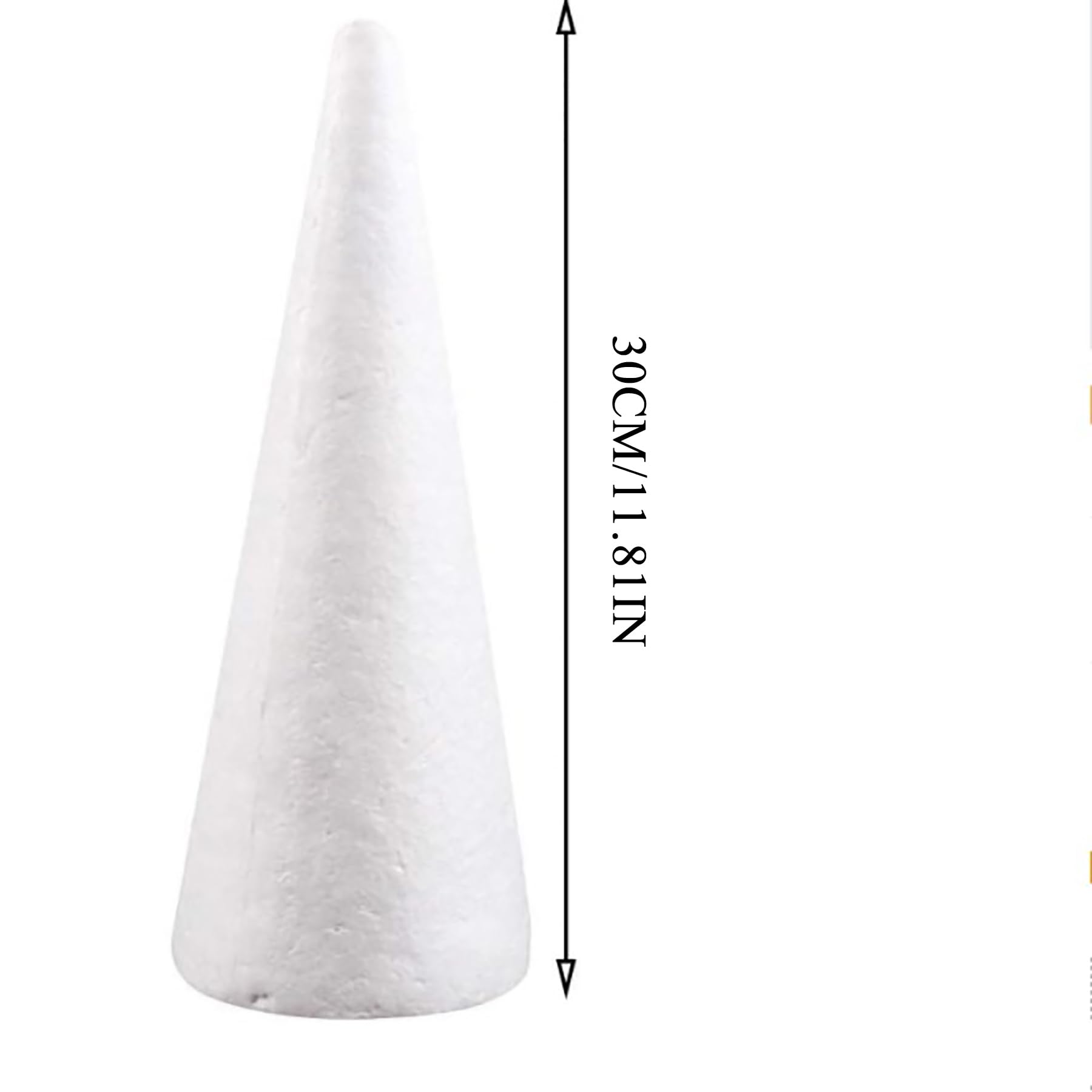 Wensmy 2pcs 30cm Foam Cones Craft Styrofoam Cone Shaped White Crafts Cake Towers for DIY Craft Christmas Tree Decoration Flower Arrangement Props for Christmas Party (2PCS 30CM) - Image 2