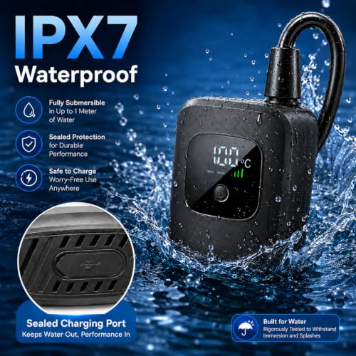 Ducha portátil ZEUSFIRE para camping con bomba recargable, balde plegable de gran capacidad, cabezal de ducha filtrado y kit para exteriores ideal para playa, senderismo, viaje, automóvil y mascotas miniatura 7