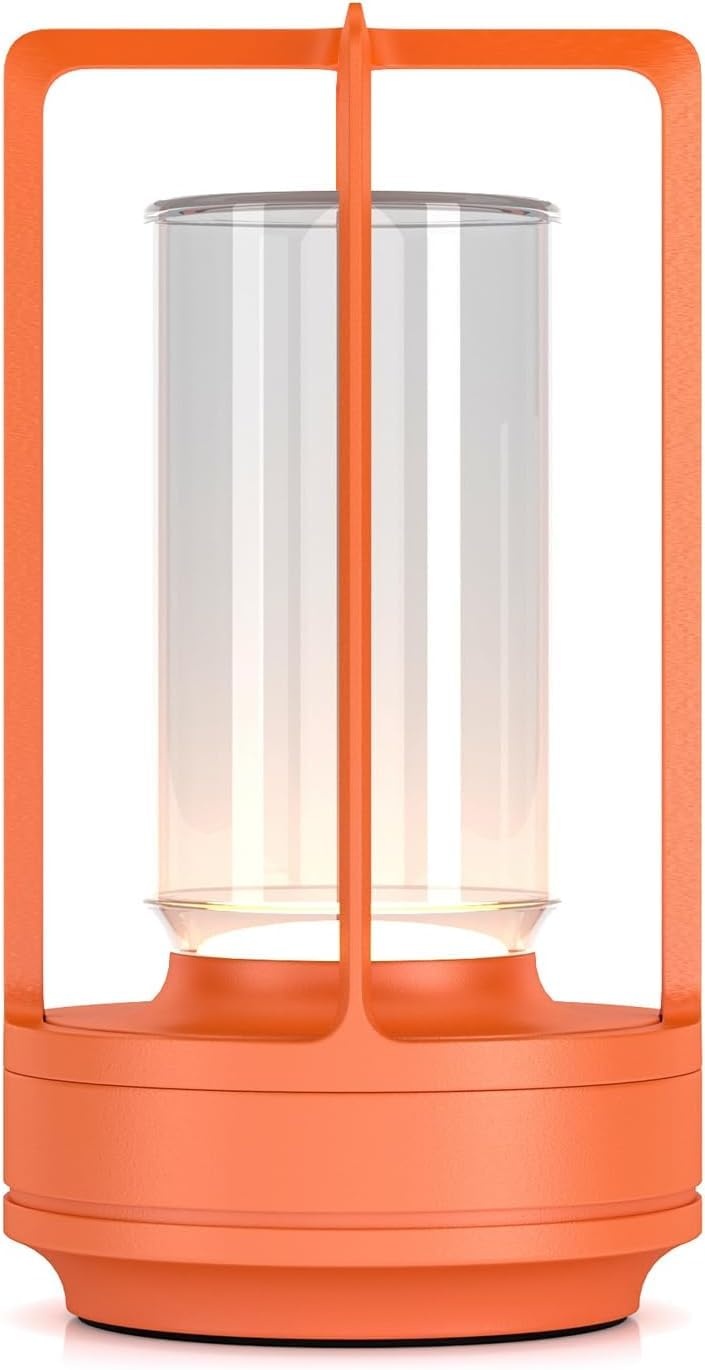 OOWOKS Wireless LED Table Lamp Dimmable 3000mAh USB Rechargeable Crystal Table Light Touch Lamp Battery-Powered Bedside Table Modern Desk Lamp Portable Reading Lamp for Restaurant Bar Bedroom,Orange