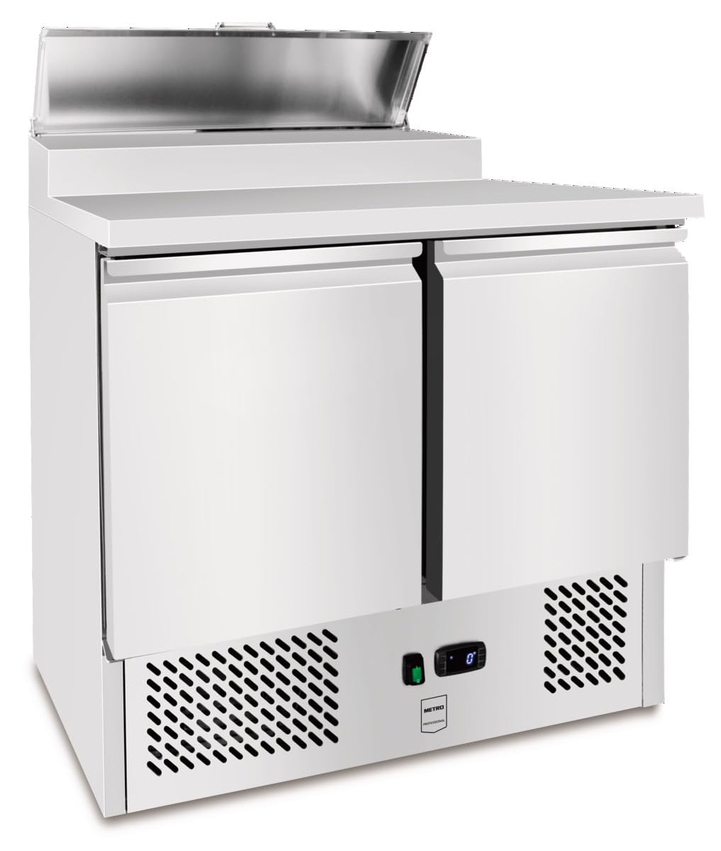 METRO Professional Mesa Refrigerada para Ensaladas GSD3600, Mesa frigorífica de Acero Inoxidable Profesional, Preparación de Ensaladas, 90 x 70 x 104 cm, Plata, 261 L