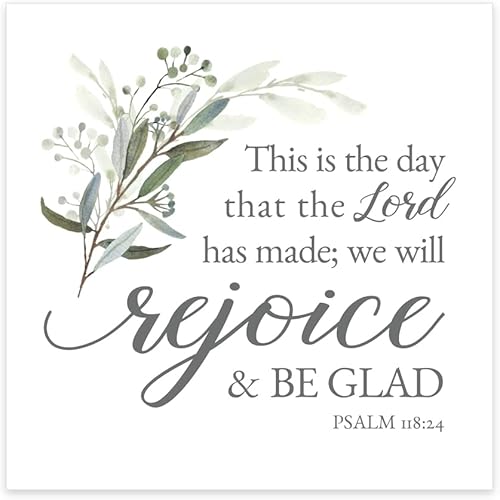 This Is The Day The Lord Has Made - Servilletas de bebida 48 servilletas de cóctel blancas con versículo de la Biblia 4 34 pulgadas x 4 34 pulgadas