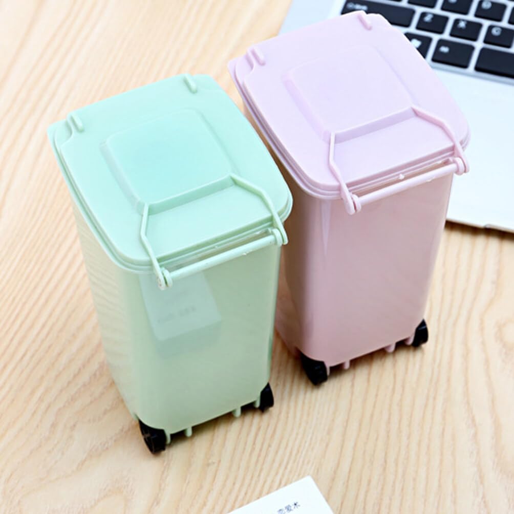 Mini Desktop Trash Can With Lid - Small Galvanized Iron Waste Bin For Office, Bedroom & Kitchen