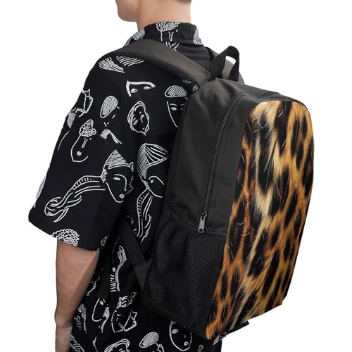Leopard Fur Textures Backpack Simple Leisure Travel Backpack Outgoing Daypack 17 Inch4