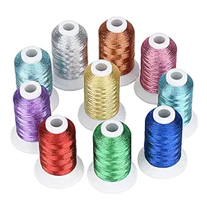 Simthread 10 Essential Colors Metallic Embroidery Machine Thread Kit 500M(550Y) for Computerized Embroidery and Decorative Sewing