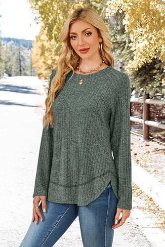 WIHOLL Long Sleeve Shirts for Women Fall Sweaters 2025 Lightweight Casual Tunic Tops Loose Fit Winter Clothing S-2XL