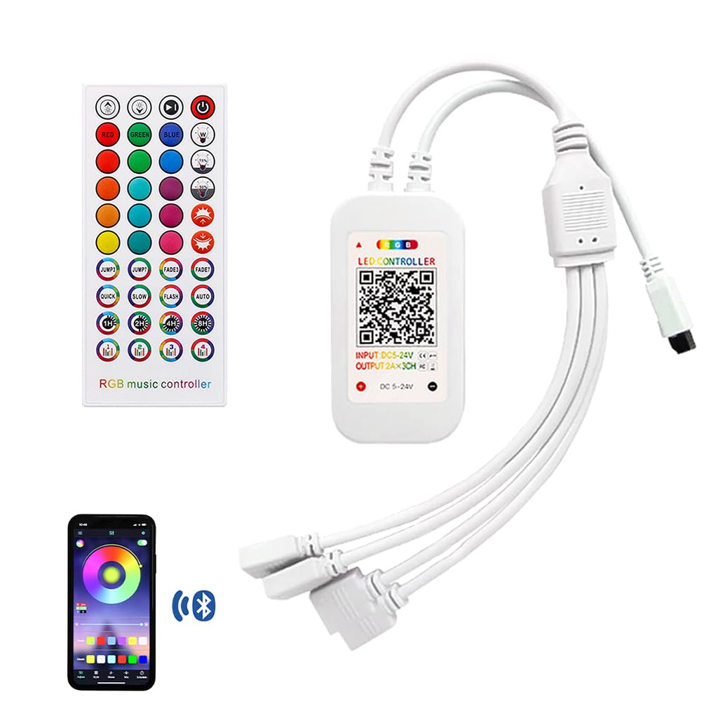 RGB Strip Light Smart Controller 24V DC 4 Pin 4 Port with App Control & 40 Key Remote, Music Sync, Timing Function Work with SMD 5050 3528 2835 Strip Lights-image-32