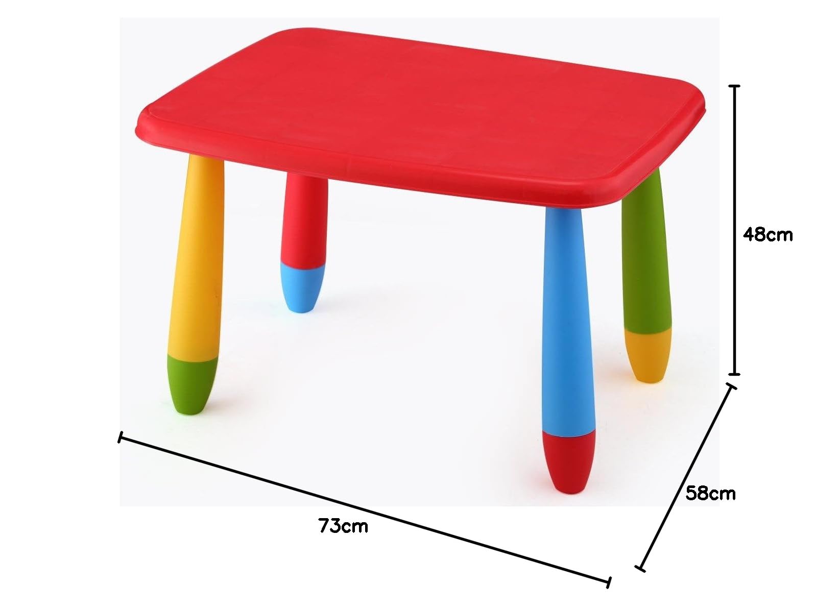 Mesita Infantil Rectangular roja, Multifuncional, diseño Moderno, 72,5x57x47 cm, Fabricada en plástico, Resistente, jardín o terraza