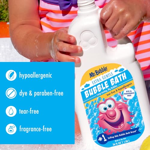 Image of Mr. Bubble Extra Gentle Bubble Bath - Hypoallergenic, Tear Free Bubble Bath Solution Perfect for Sensitive Skin (Pack of 2 Bottles, 36 fl oz Each)