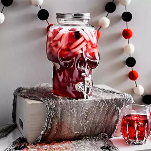 Image of Bellemax 4 Liter Skull Premium Juice and Water Glass Pitcher jug with Lid and Jug Romantic Style Water jug with Handle hot Cold Water, Milk and Juice Beverage Carafes 4000ML (TM-16)