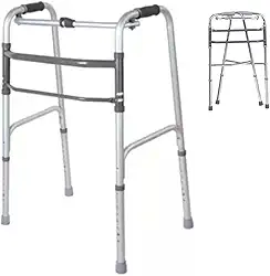 Andador Dobravél Articulado e Fixo Idoso Alumínio 3 Barras Suporta Até 135 KG