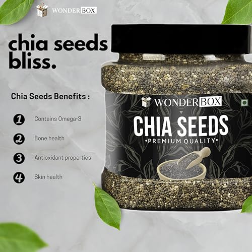 Image of WonderBox Superseed Combo - Chia, Flaxseeds - 300g each & Pumpkin, Seeds Mix - 250gm each | Combo for weight loss | Mix Seeds for Eating (JAR PACK of 4)