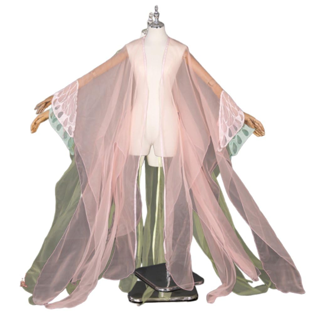 Hrippy Antique Chinese Cardigan Fairy Thin Tulle Chiffon Wide Sleeved Coat Summer Shawl Cloak Folk Dance Overcoat Costume