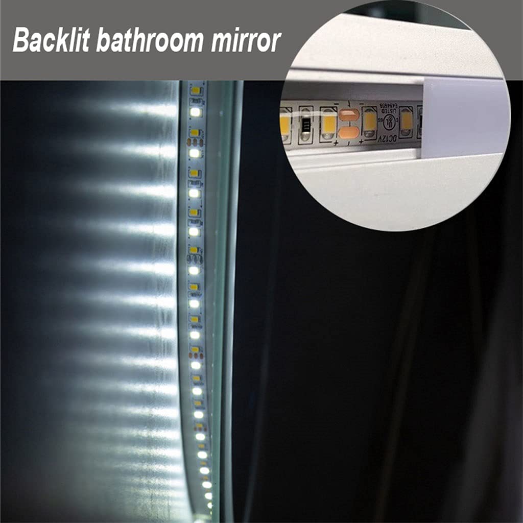 Lustro łazienkowe LED z podświetleniem okrągłe lustro kosmetyczne IP64 wodoodporne podświetlane lustro 50 x 50 cm ciepłe światło 3200 K naścienne lusterko do makijażu