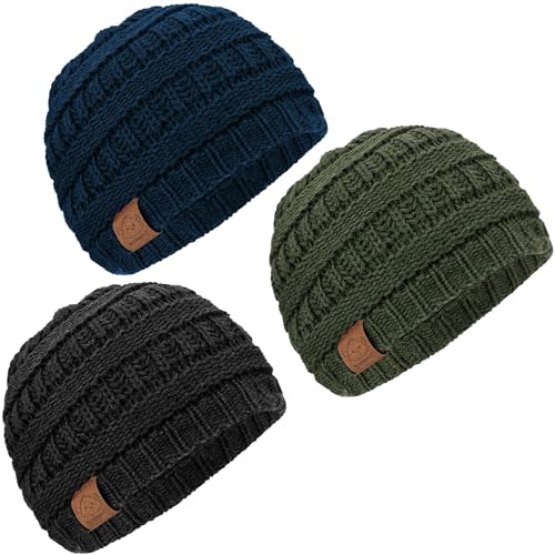 Image of 3-Pack Baby Beanies for Boys, Girls - Stretchy Knit Baby Hats, Cute Newborn & Toddler Winter Hat, Soft & Warm Infant Beanie 0-6 Months (Urban, S)