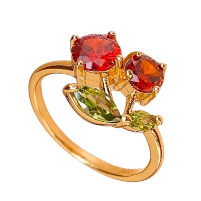 ftk Minimalist Zircon Cherry Ring | Thin Lightweight Adjustable Finger Jewelry-picture-46