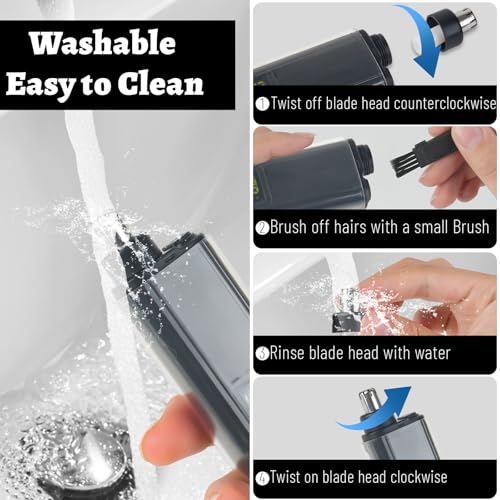 Image of Nose and Ear Hair Trimmer for Men, 2025 Nose Hair Trimmer Clipper with LED Display for Women, Professional IPX7 Waterproof Dual Edge Blades Nasal Trimmer Clippers for Travel (Black)