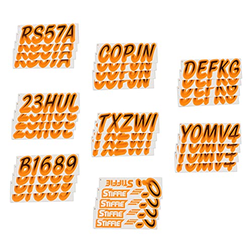 Image of STIFFIE Whipline Black /Orange Crush 3 inch Super Sticky Boat & PWC Registration Decals • Numbers Letters Stickers